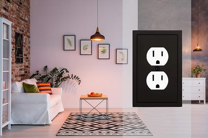 Modern Edge Decorative Wall Plate Switch Plate Outlet Cover, Durable Solid Zinc Alloy (Single Duplex 3PK, Matte Black)