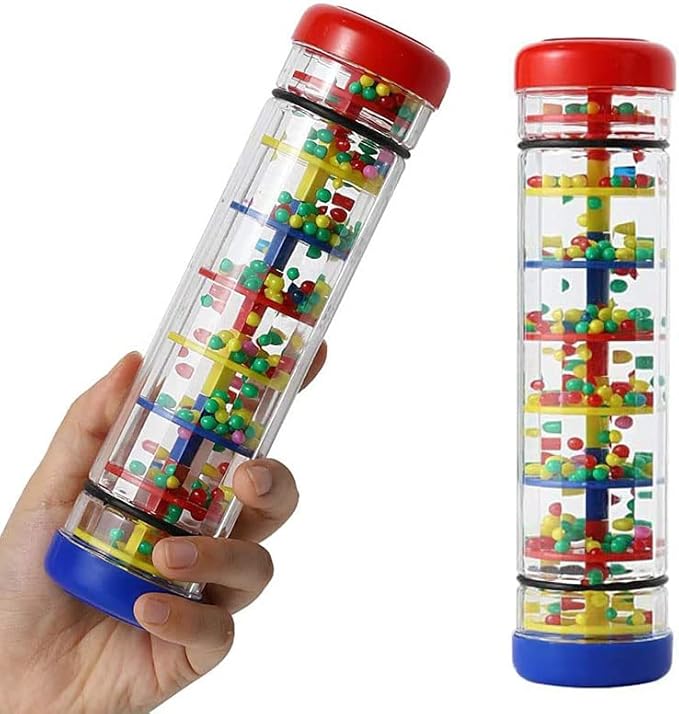 Rainmaker Baby Rain Stick Toys for Kids: 8 inch Rainstick Sensory Rattle Toys for Babies,Shaker Rainfall Tubes Musical Instrument -Red