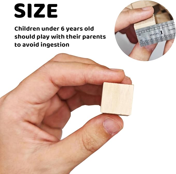 Wooden Cubes,Pack of 100 Unfinished Wood Blocks for Crafting,3/4inch Wood Square Blocks for Crafts Making & DIY Projects & Decor