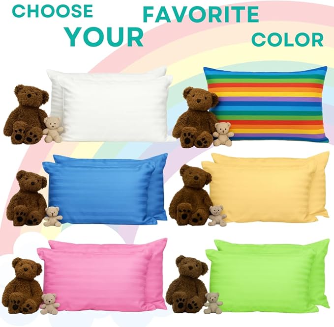 kinder Fluff Toddler Pillows (2pk) - The only Pillow for Kids 300T Cotton Shell & Down Alternative Fill - Machine Washable, Ideal Cushion for Kids Above 2 Years (13x18in - White)