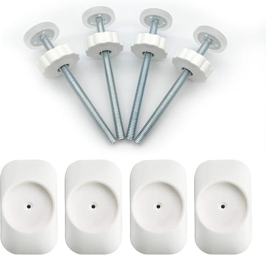 Baby Gate Extender Extention-4 Pack M8 (8MM) Baby and Pet Safety Stair Gate Threaded Spindle Rods Replacement Parts Bundle with Wall Protector (Round-White-4 Pack)
