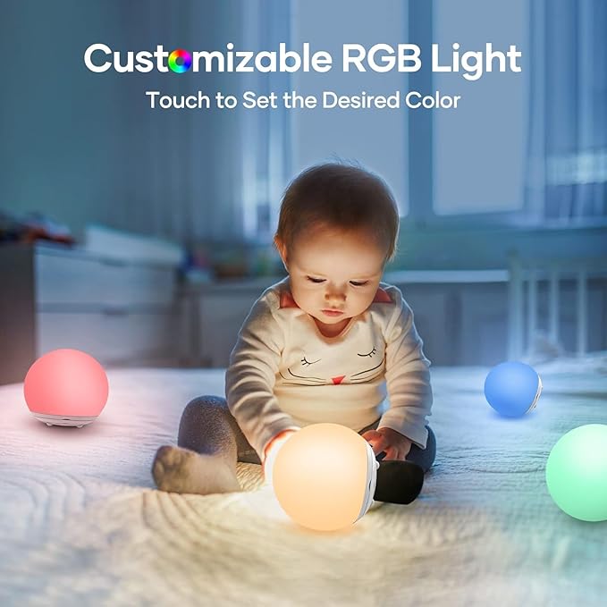 Night Light for Kids,7 Colors Dimmable Baby NightLight, Timer+Touch Control for Baby Nursery Lamp, Portable+Rechargeable for Kids Toddler Night Lamp