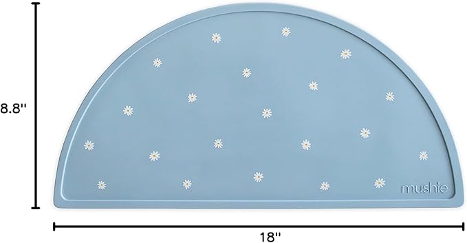 mushie Silicone Placemat for Kids | BPA-Free Non-Slip Design (White Daisy)