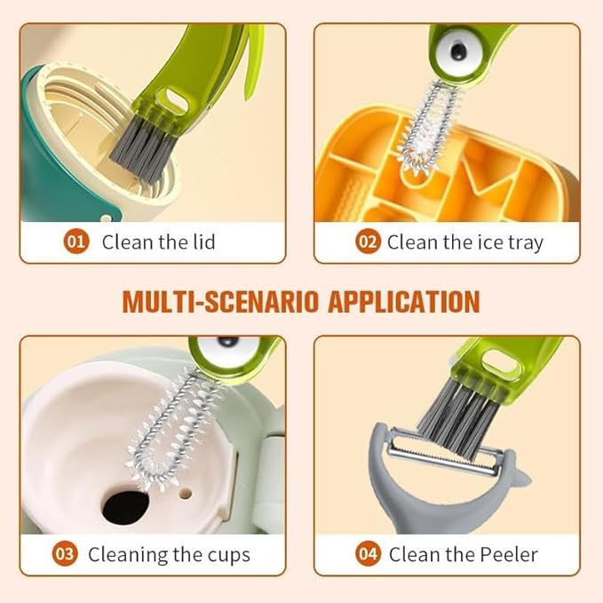 4 in 1 Multifunctional Cleaning Brush Set - Bottle & Cup Lid Cleaner, Gap & Tight Spaces, Portable (Red)