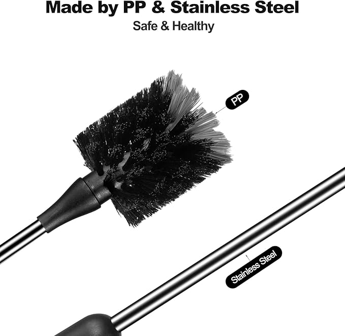 [3 Pack] Bottle Brush, 15 Inches Stainless Steel Long Handle Baby Bottle Scrub Cleaning Brushes with Straw & Lid Brushes for Sports Water Bottle, Cups, Coffee Mugs, Glasswares