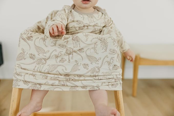 Copper Pearl Baby Car Seat Cover Canopy and Nursing Cover Multi-Use Stretchy 5 in 1 Gift 'Jurassic Park Fossils' - One Size