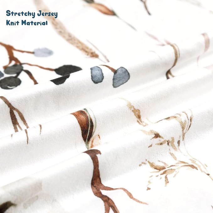 GRSSDER Baby Blankets Super Soft Stretchy Jersey Swaddle Blanket 2 Pack for Girls and Boys, Double Layer Reversible Receiving Blankets 34 x 44, Extra Large for Swaddling, Deer & Beige