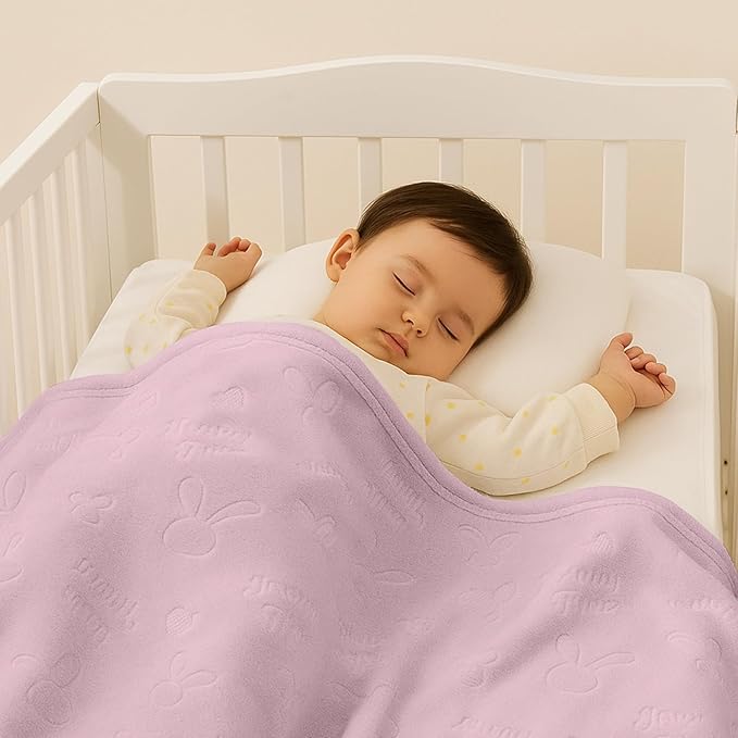 Soft Cozy Fleece Baby Blanket Animal Pattern Fluffy Plush Receiving Blanket for Newborn Infant Toddler, Warm Crib Stroller Blanket for Boys Girls, 30"x40", Pink