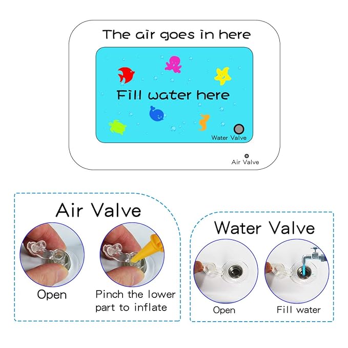 Water mat Infant Toys, Inflatable Tummy Premium Water mat Baby and Toddlers is The Perfect Fun time Play Activity Center Your Baby's Stimulation Growth （27.5x20 in).