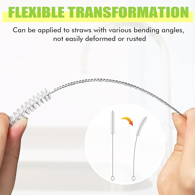 INVODA Nipple Brush 4PCS Sponge Bottle Brushes with 4 PCS Straw Brush Baby Bottle Nipple Cleaner Brush Long Handle Detachable Nipple Brushes (White)