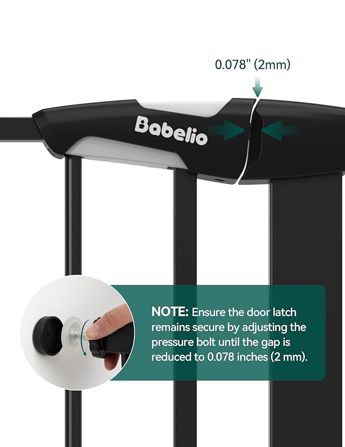 BABELIO 26-28.5 Inch Narrow Easy Install Baby Gate, Auto-Close Pet Gate for Small Stairs and Doorways, NO Drilling Pressure Mounted, NO Extensions, Black