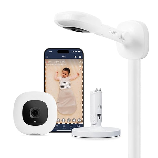 Nanit Pro Smart Baby Monitor with Flex Stand and Wall Mount - 1080p HD Video, Sleep Tracking, 2-Way Audio, Sound/Motion/Cry Notifications, Night Vision - for Home & Travel