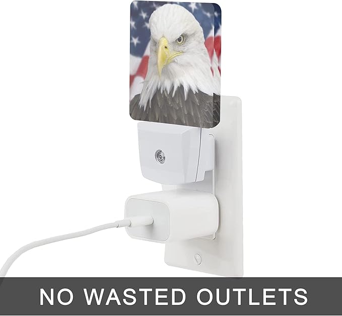 American Flag Night Light,Eagle Night Lights 0.5W Sleep Friendly for Boys Girls Led Lamp Dusk to Dawn Sensor Nightlight for Stairway/Hallway/Kitchen