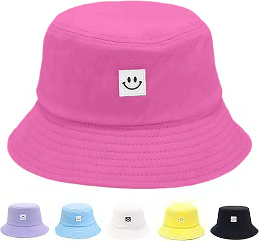 Kids Sun Hat Smile Face Bucket Hat for Girls Boys Summer Sun Protection Cotton Unisex Beach Cap