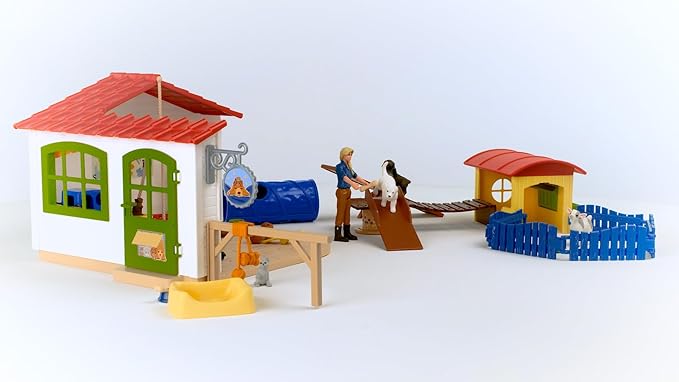 Schleich Farm World - 54PC Baby Animal Hotel Playset with Cute Pets, Caretaker and Movable Accessories - Realistic Animal Figurine Play Set - Fun Educational Toys for Kids and Toddlers Ages 3+| 42607