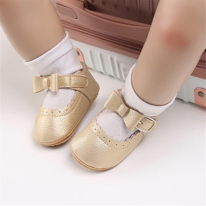 COSANKIM Baby Girls Mary Jane Flats Shoes Anti-Slip Rubber Sole Infant Toddler Princess Wedding Dress Shoes