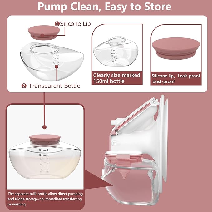1 Pack Breastmilk Collection Replacement Accessories for Momcozy Upgraded Mobile Flow M9, Upgraded M9 Milk Container with Red Silicone Cap, Not Mom Cozy Original Parts