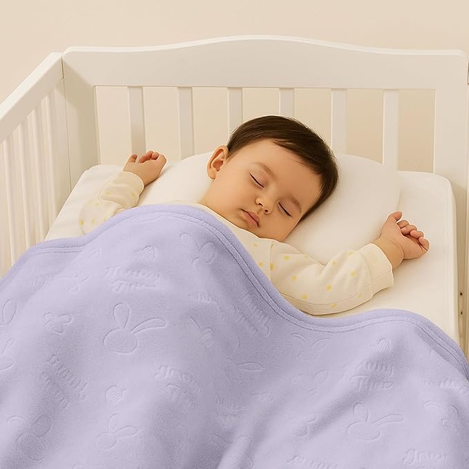 Soft Cozy Fleece Baby Blanket Animal Pattern Fluffy Plush Receiving Blanket for Newborn Infant Toddler, Warm Crib Stroller Blanket for Boys Girls, 30"x40", Purple