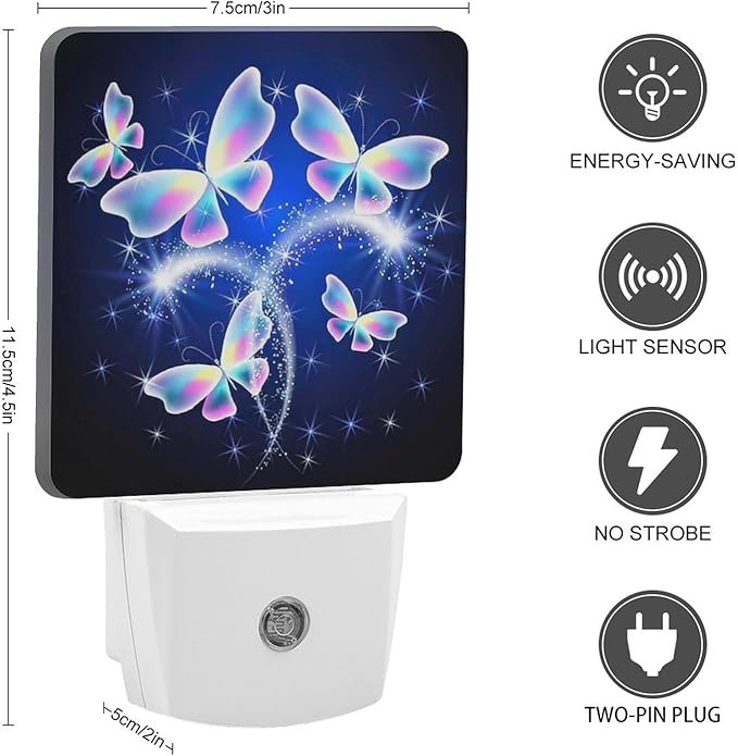 Butterfly Night Light, Plug into Wall Decor Nightlights for Bedroom, Bathroom, Hallway, Kitchen, with Dusk to Dawn Light Auto Sensors LED Night Lights for Boys Girls Women Men Room Gifts