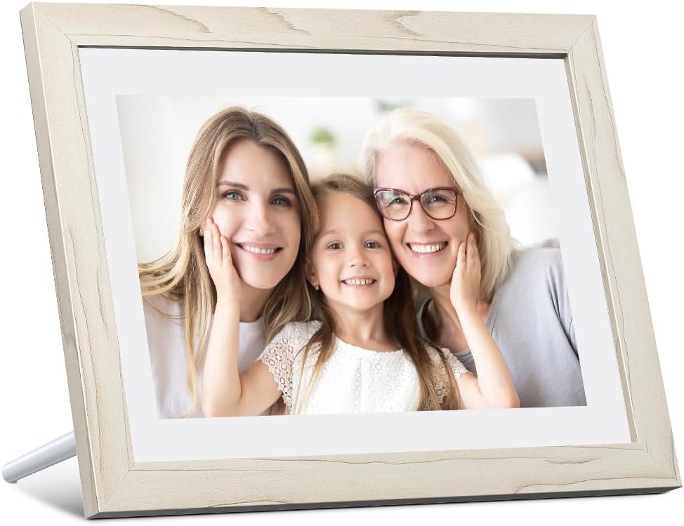 Dragon Touch Digital Picture Frame WiFi 10 inch IPS Touch Screen Digital Photo Frame Display, 32GB Storage, Auto-Rotate, Share Photos via App, Email, Cloud, Classic 10 White, XKS0001-WT-US2