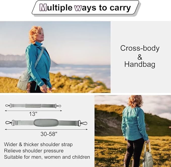 Water Bottle Holder with Strap, 4 Big Pockets with Compartment, 24oz/32oz/40oz Crossbody Water Bottle Carrier Bag