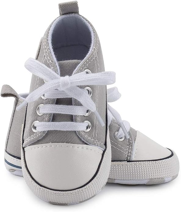 Meckior Baby Girls Boys Canvas Sneakers Soft Sole High-Top Ankle Infant First Walkers Crib Shoes