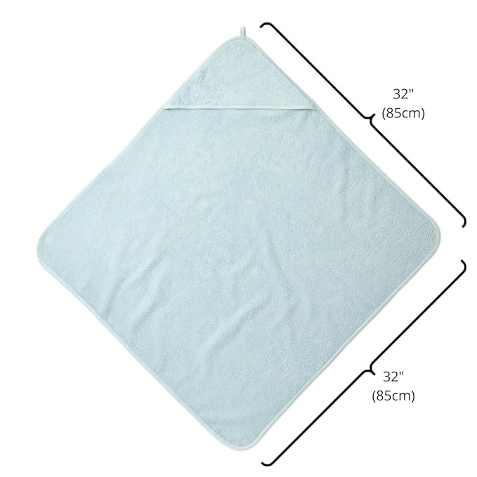 Organic Cotton Baby Hooded Towel - Super-Soft and Absorbent Bath Towel for Newborn, Boy, Girl - 32" x 32" (Baby Blue)