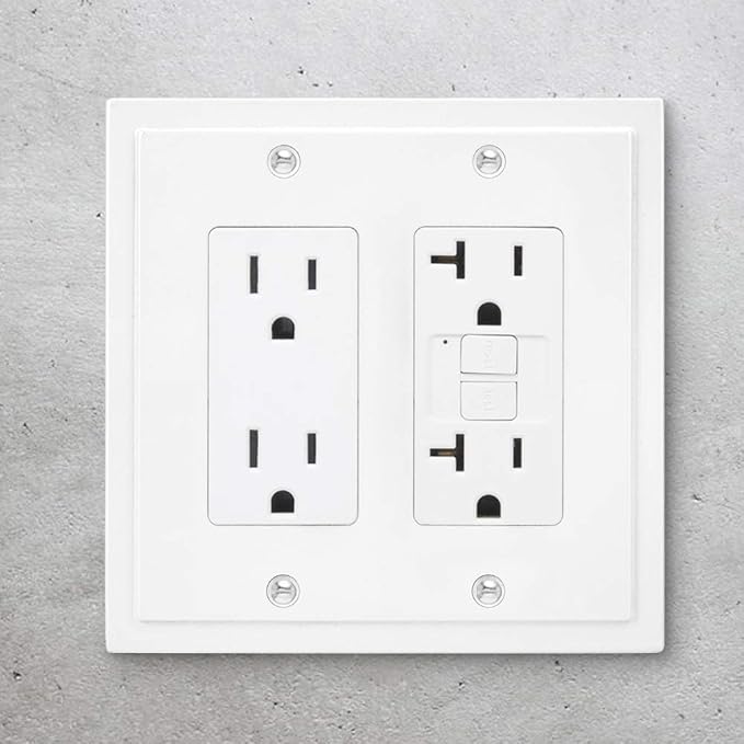 Modern Edge Decorative Wall Plate Switch Plate Outlet Cover, Durable Solid Zinc Alloy (Double Decorator, White)