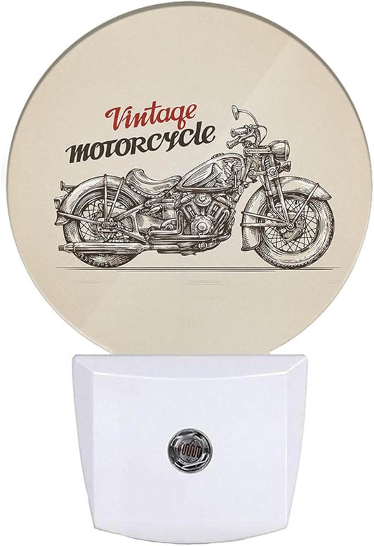 EKOBLA Motor Night Light Vintage Motorcycle Go Outside for Travel Night Lights Plug into Wall with Dusk to Dawn Sensor LED Plug-in Nightlights for Bedroom Bathroom Home Decor