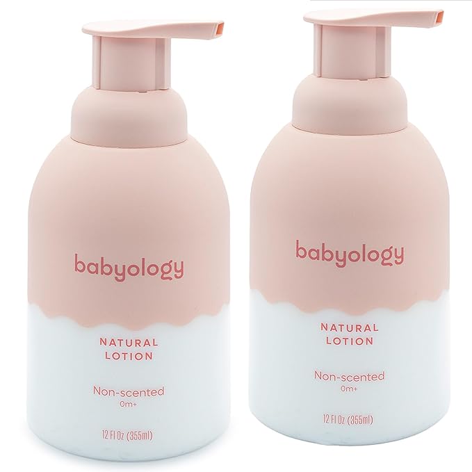 Babyology - 100% Edible Ingredients - Organic Baby Lotion - Clinically Tested - Calming & Rich Moisture for Sensitive Skin - Daily Care - Non-scented (12 Fl Oz (Pack of 2))