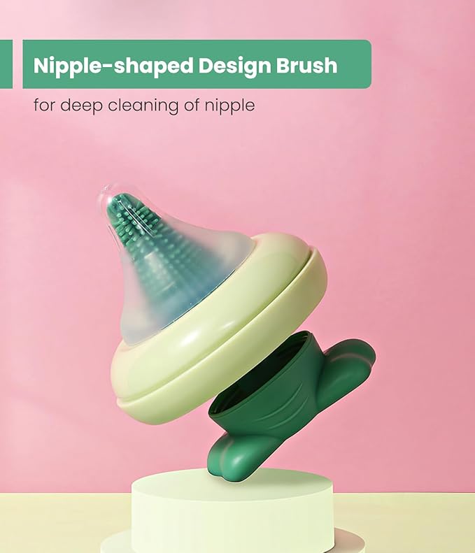 5-in-1 Baby Bottle Brush Set, Bottle Brush for Baby, Baby Bottle Scrubber, Including Silicone & Nylon Bottle Brush, Bottle Cap Brush, Straw Brush, Nipple Brush, BPA-Free (Red)