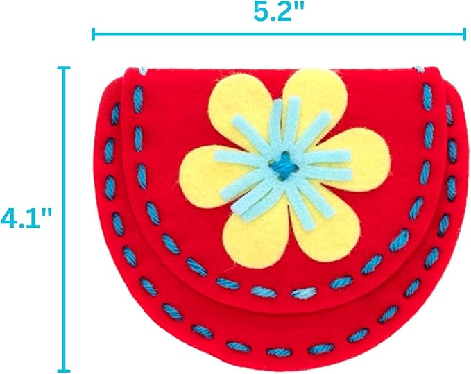 Serabeena Sew Your Own Purses - Sewing Kit for Kids - Felt Crafts for Kids - Sewing Ages 4-8 Plus - Felt Kit - Helps Develop Fine Motor Skills - DIY Kits with 6 Purses & Accessories