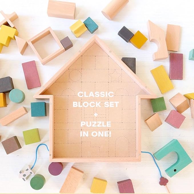 kiko+ gg Tsumiki House-Shaped Wooden Building Block Set