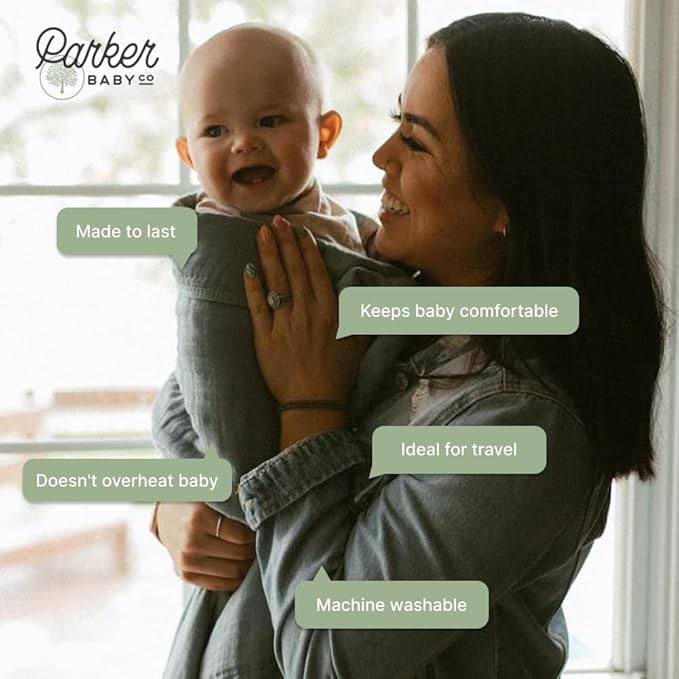 Parker Baby Muslin Blanket | 100% Soft Cotton Toddler Quilt & Baby Muslin Swaddle | Gender Neutral Design 47" x 47" Blanket