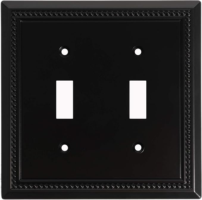 Henne Bery Sunken Pearls Heavy Duty Decorative Wall Plate Switch Plate Outlet Cover (Double Toggle, Matte Black)