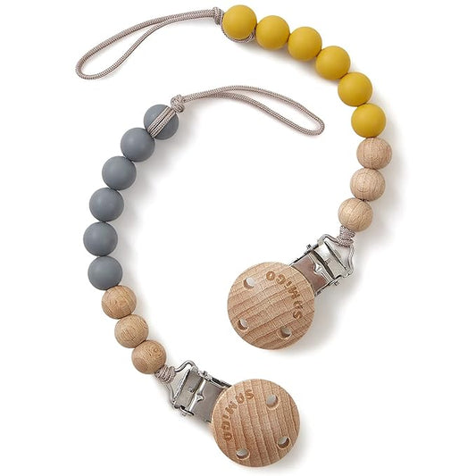 SAMiGO Pacifier Clips Holders Silicone Paci Binky Clips for Baby Boys - 2 Pack