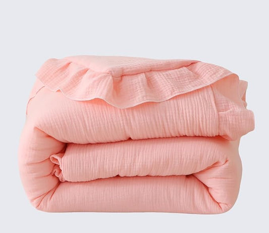 100% Cotton Muslin Crib Comforter/Quilt,Ultra Soft Cozy Reversible Baby Blanket,All Season Toddler Blankets for Boys and Girls, Machine Washable,41"x48"