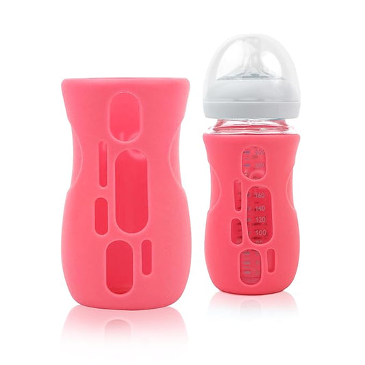 Olababy Silicone Sleeve for Avent Natural Glass Baby Bottles (8 oz, Pink)