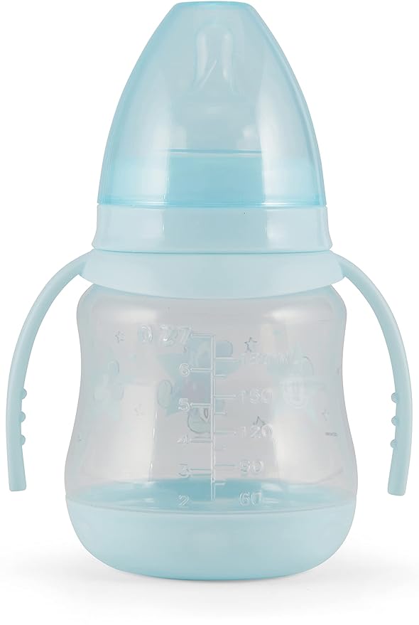 Disney 2 Pack 7 Ounce Baby Bottles with Character Prints and Colored Covers with Double Handle - BPA Free and Easy to Clean