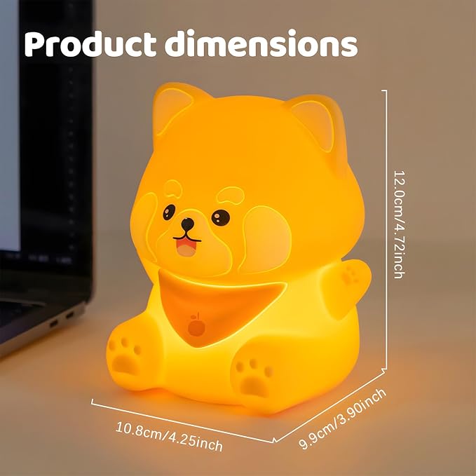 Cute Red Panda Night Light,Rechargeable Lamp for Kids Room with Timer,Cute Stuff Desk Decor Dimmable Touch Silicone Animal Night Light for Kids,Squishy Lamp for Baby Nursery Bedroom