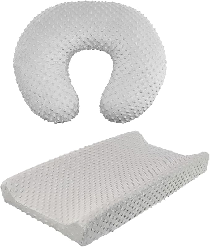 iEvolve Minky Nursing Pillow Cover Breast Feeding Pillow Cover Slipcover U Shape for Baby Boy Girl,Cover Only(Pillow & Pad Cover Silvergrey, Pack of 2)