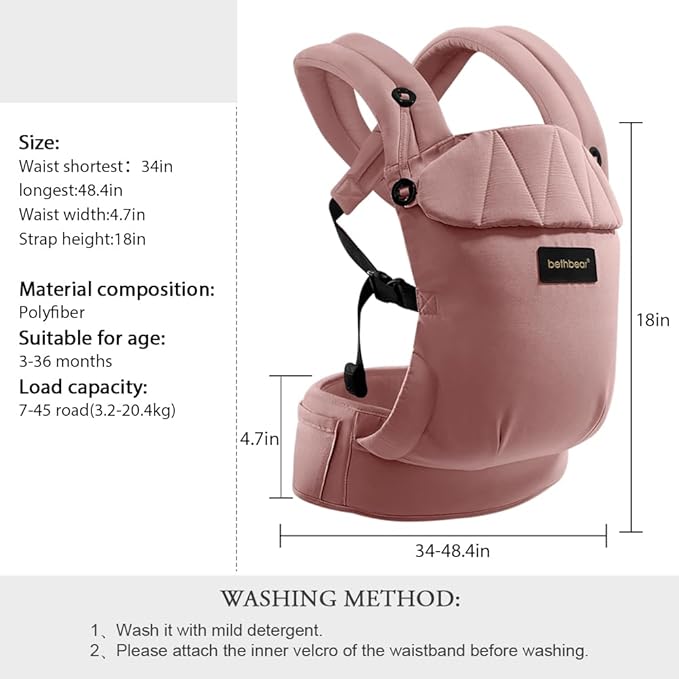 Baby Carrier Newborn to Toddler 7-45 lbs with Natural Material, Ergonomic Design,Versatile and Adjustable,Hands Free for Moms&Dads,Pink