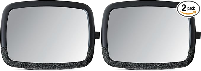 Munchkin Baby Car Mirror for Rear Facing Car Seats, Pivot 360 Baby in-Sight Adjustable Auto Mirror, Black, 2 Pack
