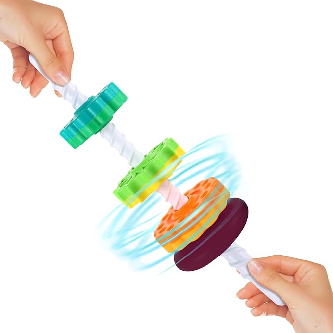 Spinning Stacking Toys - Rainbow Tower, Kids Stackable Spinning Toy, Educational Toy for Toddlers 1-3, Strong ABS Plastic, Color & Shape Recognition, Builds Sensory & Motor Skills
