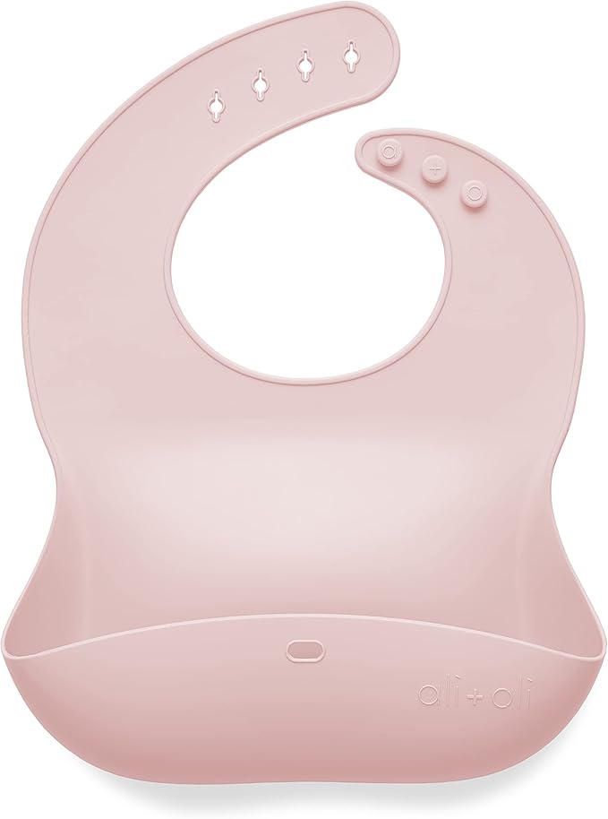 Ali+Oli Silicone Bib Waterproof Silicone Bibs for Babies & Toddlers Adjustable Feeding Bibs with Food Catcher Feeding Bucket