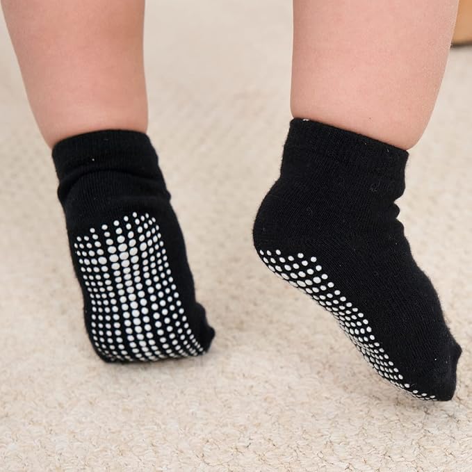 ZAPLES Baby Non Slip Grip Ankle Socks with Anti Skid Grippers Boys Girls Low Cut for Infants Toddlers Kids