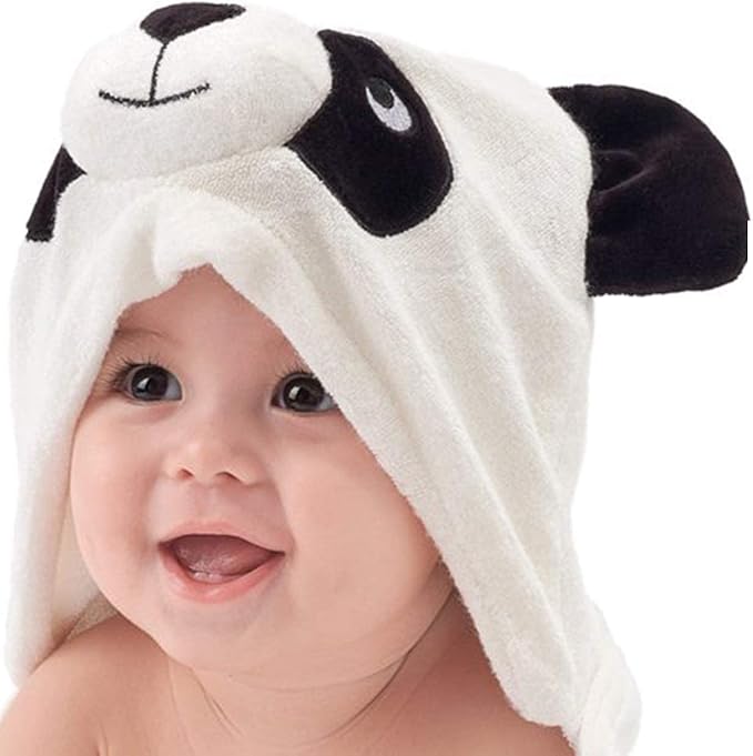 HIPHOP PANDA Hooded Towel - Rayon Made from Bamboo, Bath Towel with Bear Ears for Newborn, Babie, Toddler, Infant - Absorbent Large Baby Towel - Panda, 30 x 40 Inch