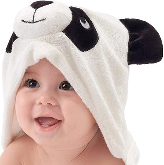 HIPHOP PANDA Hooded Towel - Rayon Made from Bamboo, Bath Towel with Bear Ears for Newborn, Babie, Toddler, Infant - Absorbent Large Baby Towel - Panda, 30 x 40 Inch