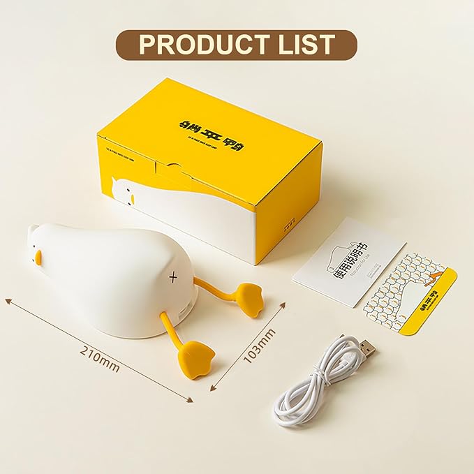 Duck Night Light, Rechargeable Silicone Duck Lamp with Touch Control, Squishy LED Nursery Nightlight, Dimmable Bedside Tap Lamp for Kids Room, Baby Breastfeeding, Bedroom Decor Gift