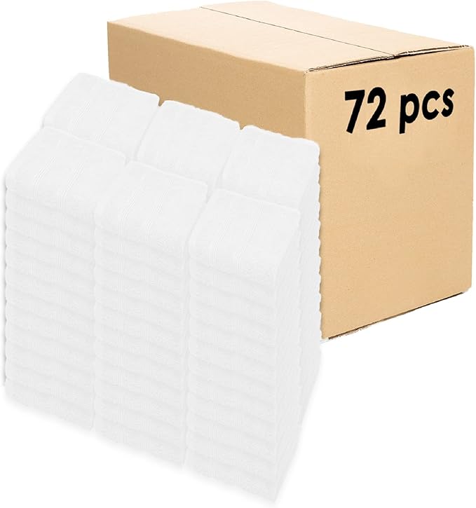 Kaufman - Premium Washcloth Set of 72 (13x13 Inches) 100% Cotton Ring Spun, Highly Absorbent, Durable and Ultra Soft Feel Wash Cloths Essential for Bathroom, Spa, Gym, and Face Towel (72PK)